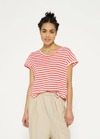 tee stripes | white/poppy red