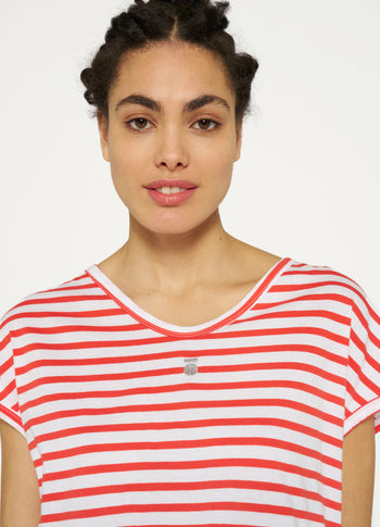 tee stripes | white/poppy red