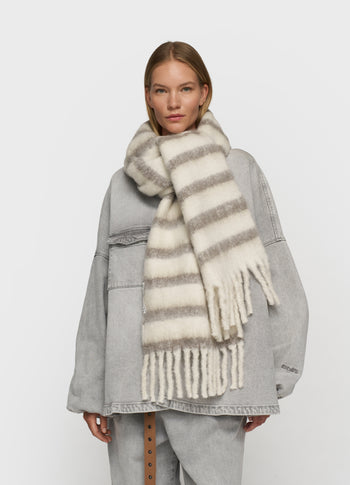 thick brushed scarf | ecru/moonrock