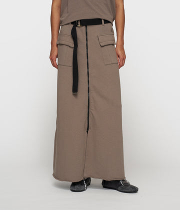 belted midi skirt fleece | moonrock