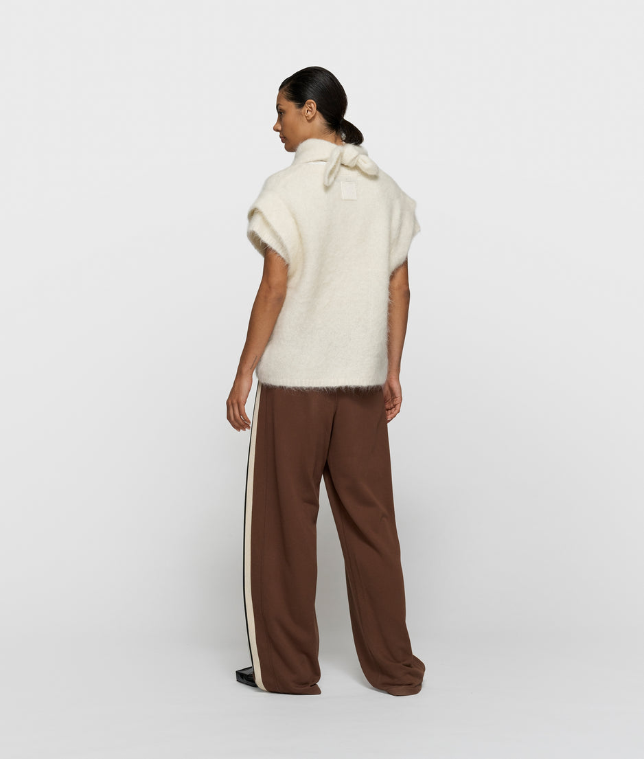 sleeveless knit sweater | ecru