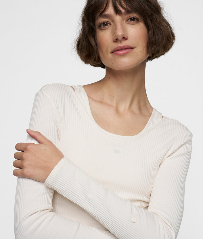 10days v-neck long sleeve ballet top ecru