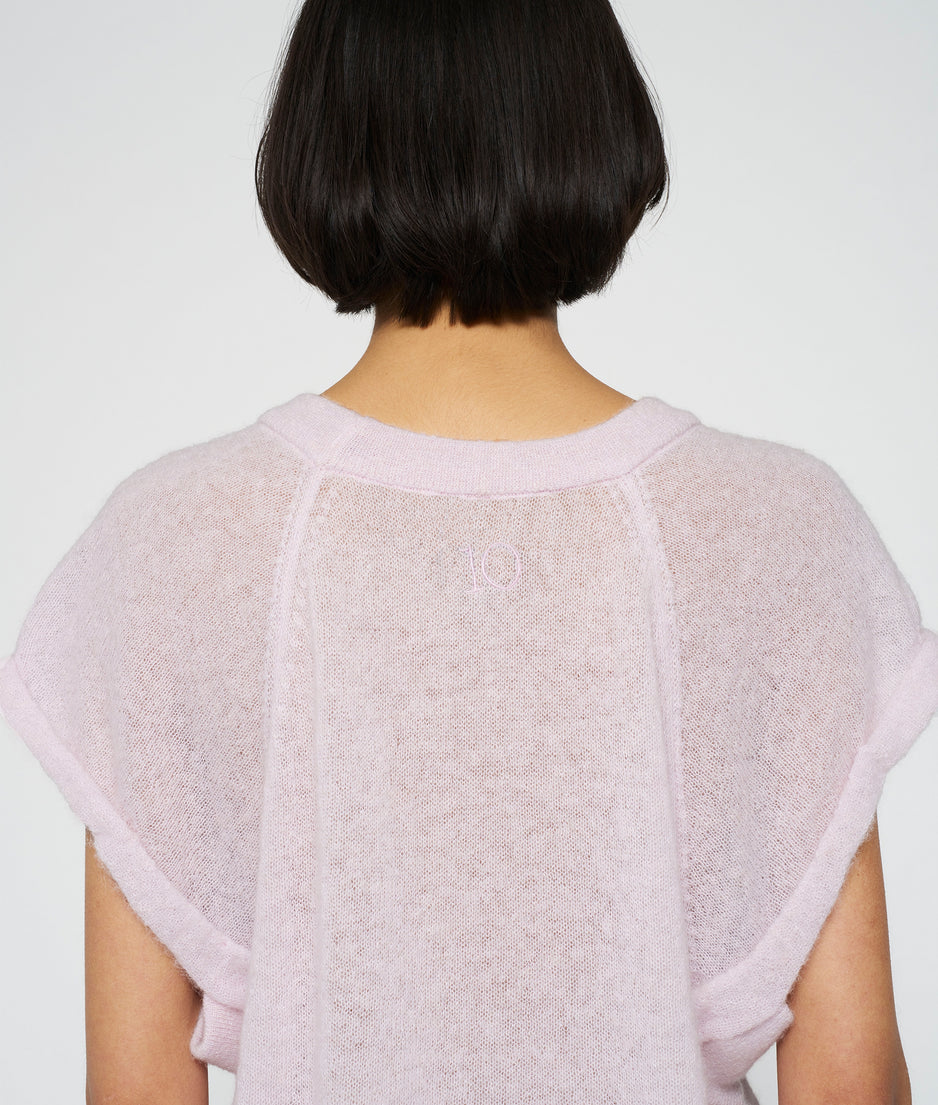 shortsleeve top knit | pale lilac