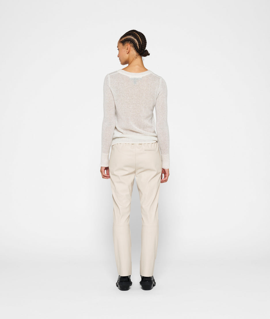 leather look cropped jogger | light safari