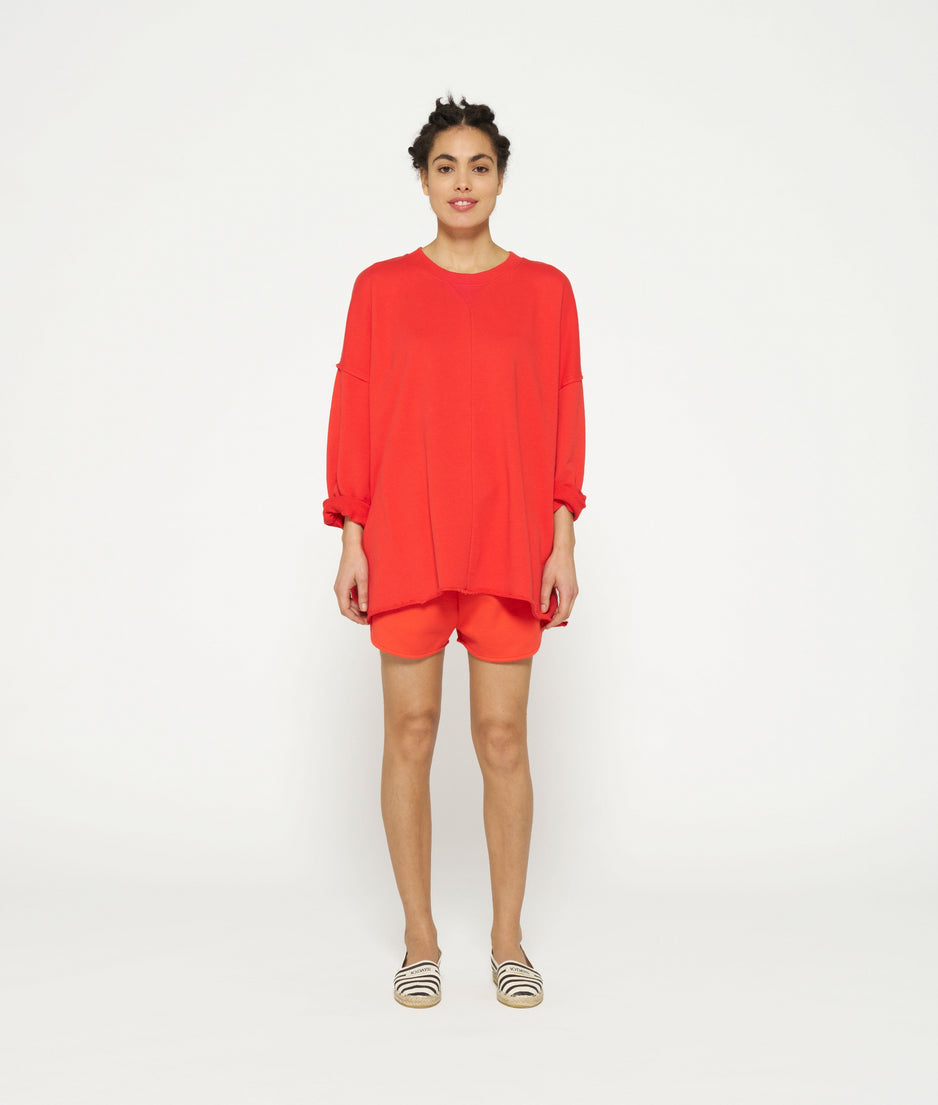 LA fleece sweater | poppy red