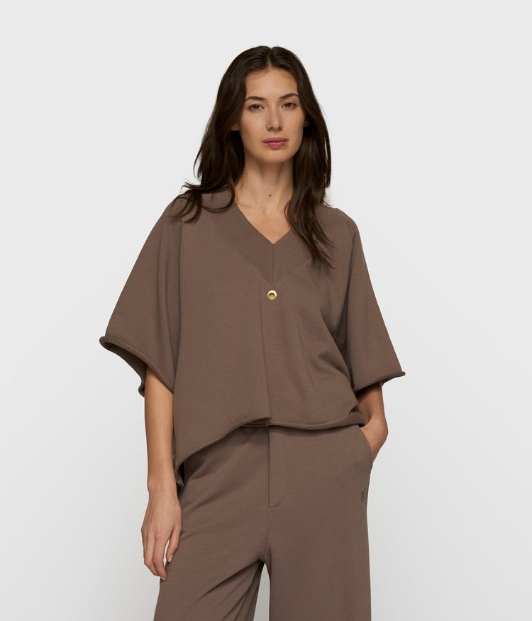 short sleeve sweater v-neck | moonrock