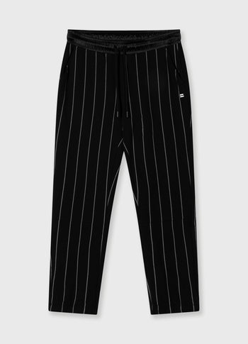 cropped jogger pinstripe | black