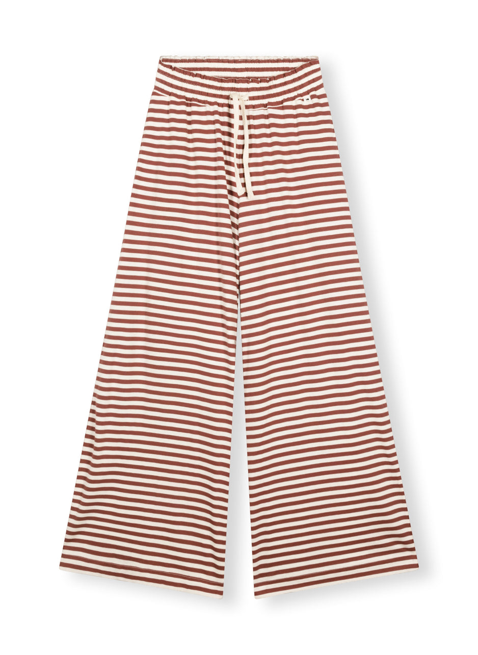 wide leg pants stripe | warm white/burgundy