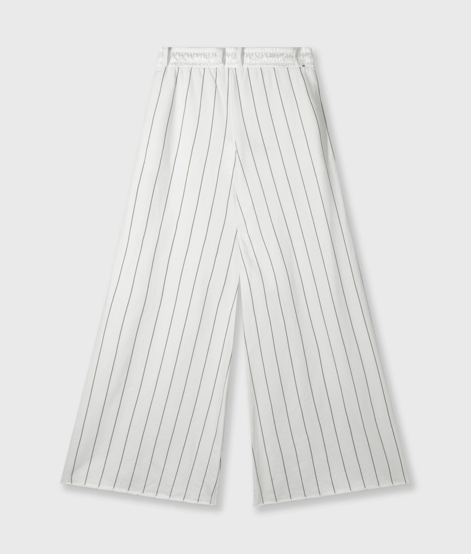 wide jogger pinstripe | ecru
