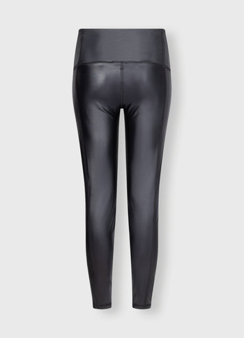 metallic yoga leggings | black