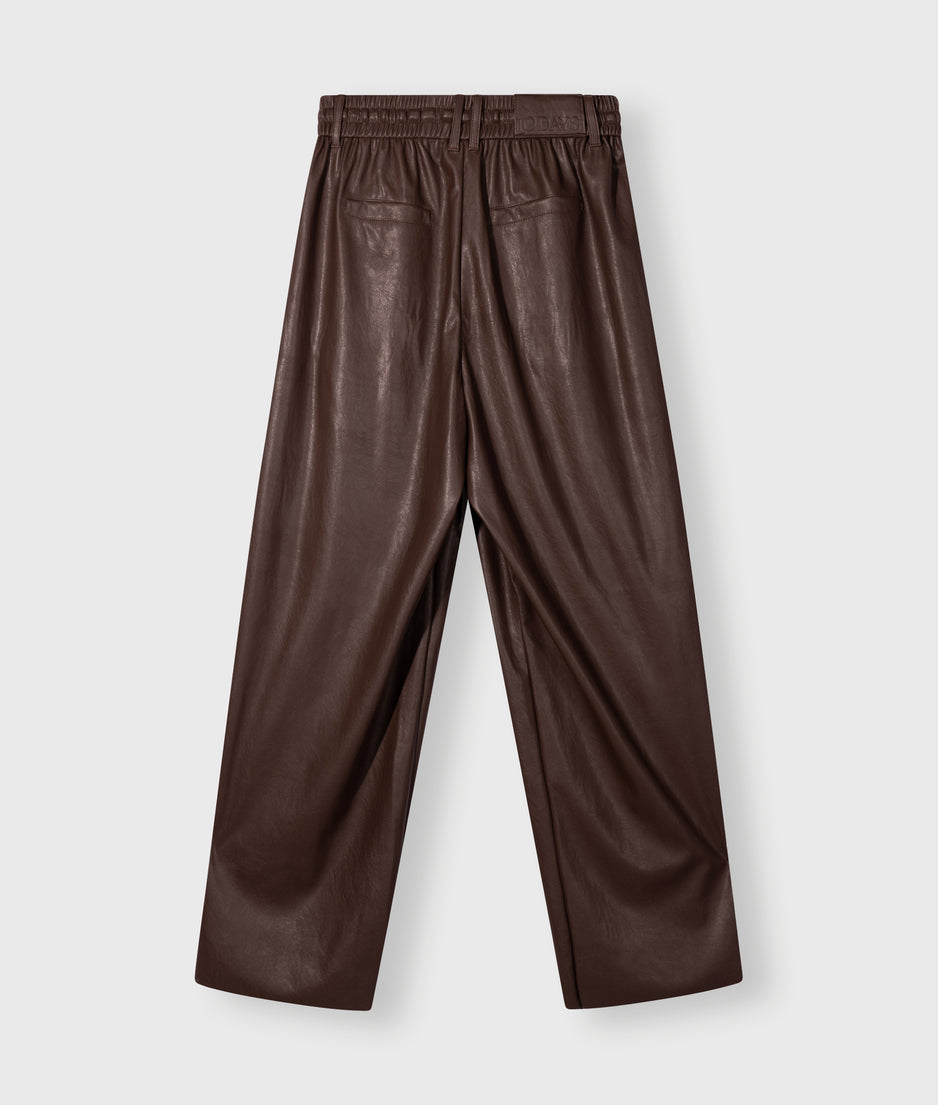 soft PU western pants | deep wine