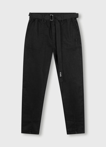 belted pants washed | black