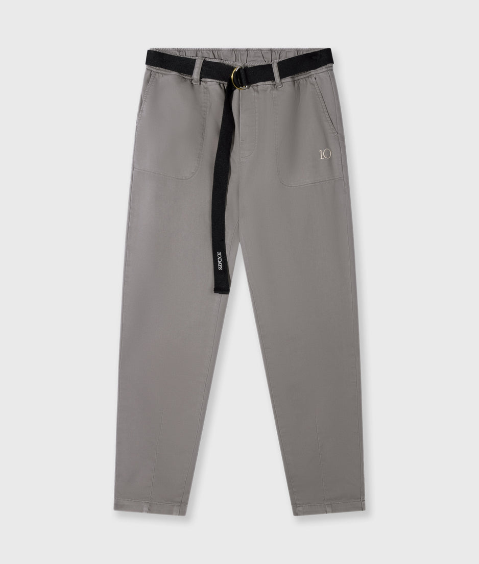 belted pants jog twill | light graphite