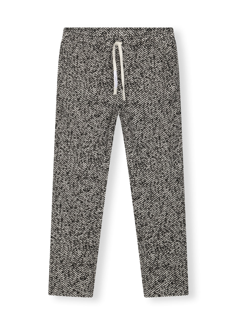 cropped jogger herringbone | black
