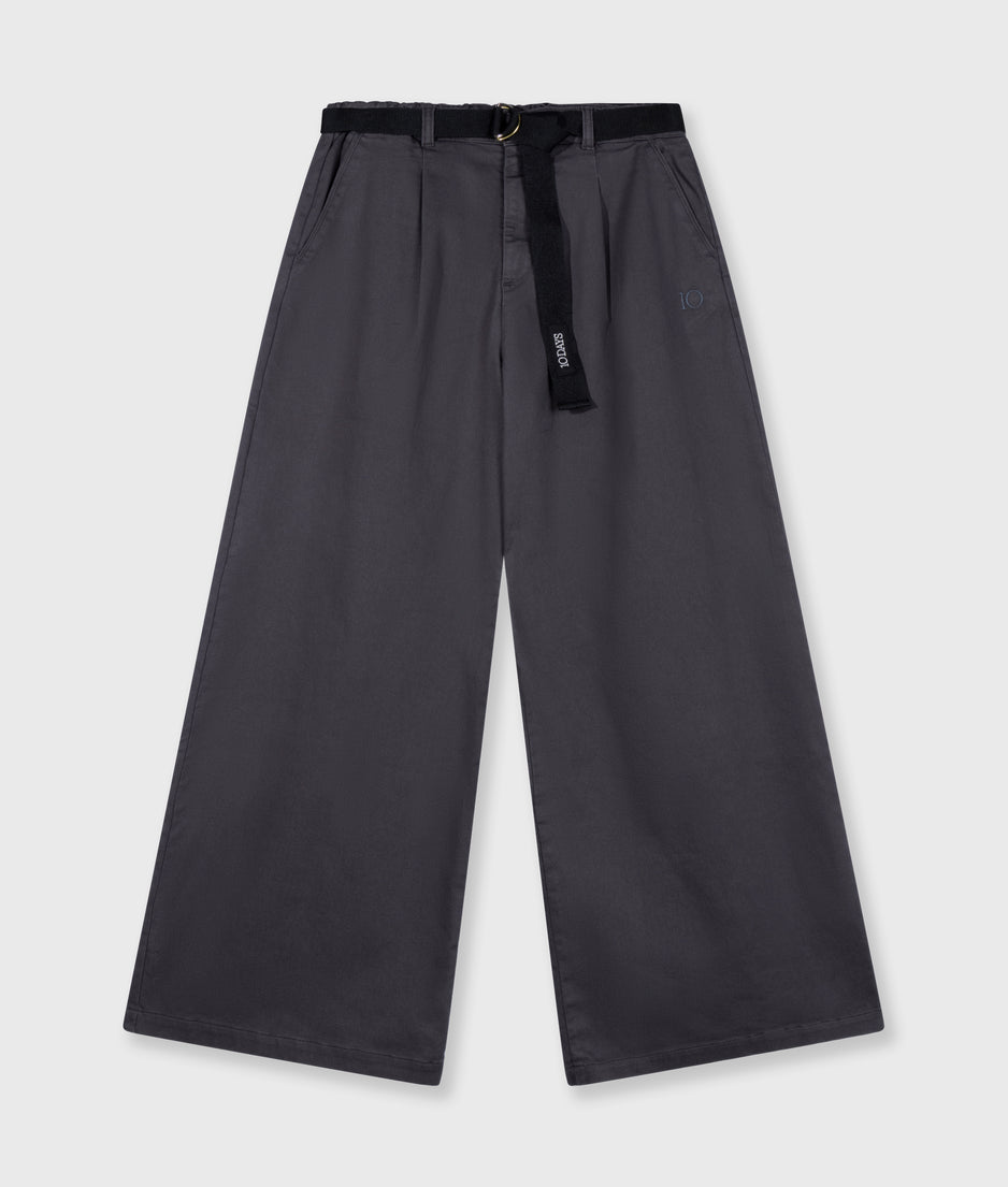 wijde broek jog twill | steel blue