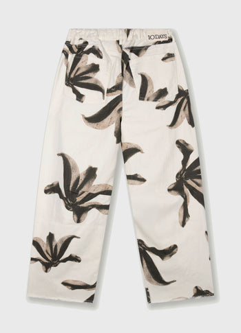 western pants flower | ecru