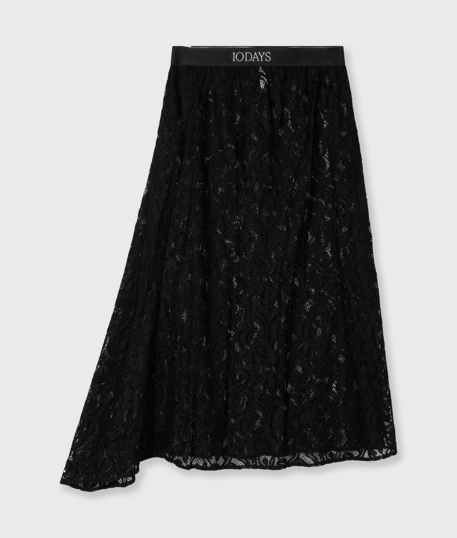 lace midi skirt | black