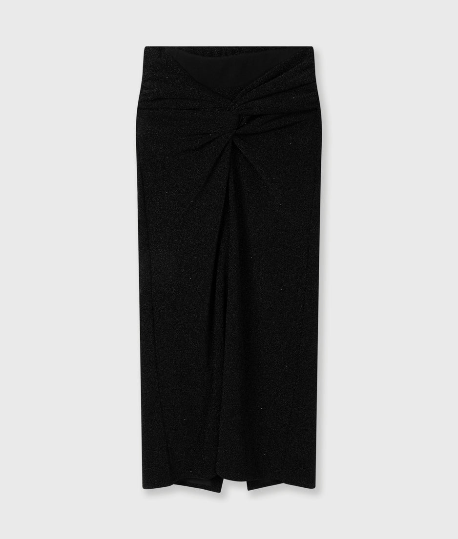 maxi drape skirt sparkle | black