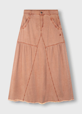 maxi skirt tencel | saddle brown