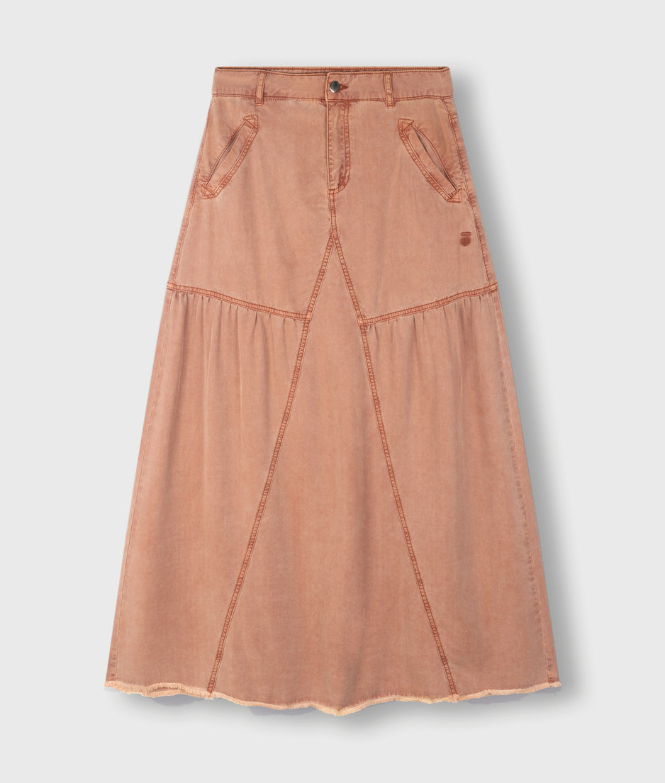 maxi skirt tencel | saddle brown