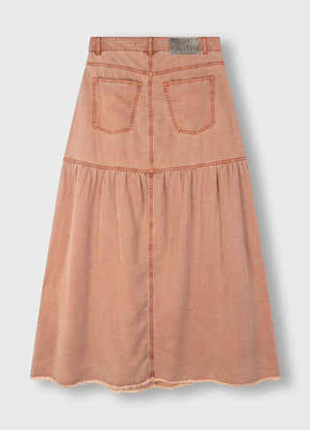 maxi skirt tencel | saddle brown