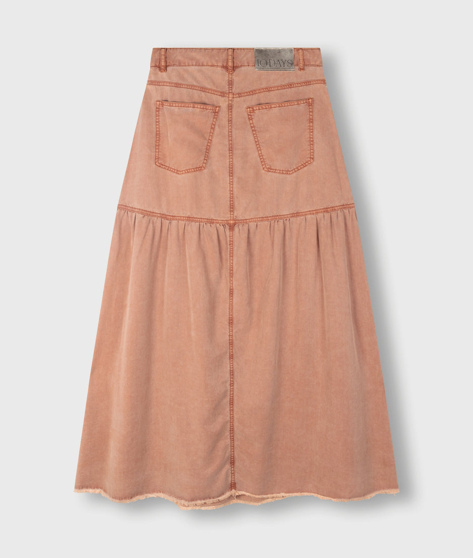 maxi skirt tencel | saddle brown