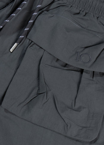 crinkle utility shorts | steel blue
