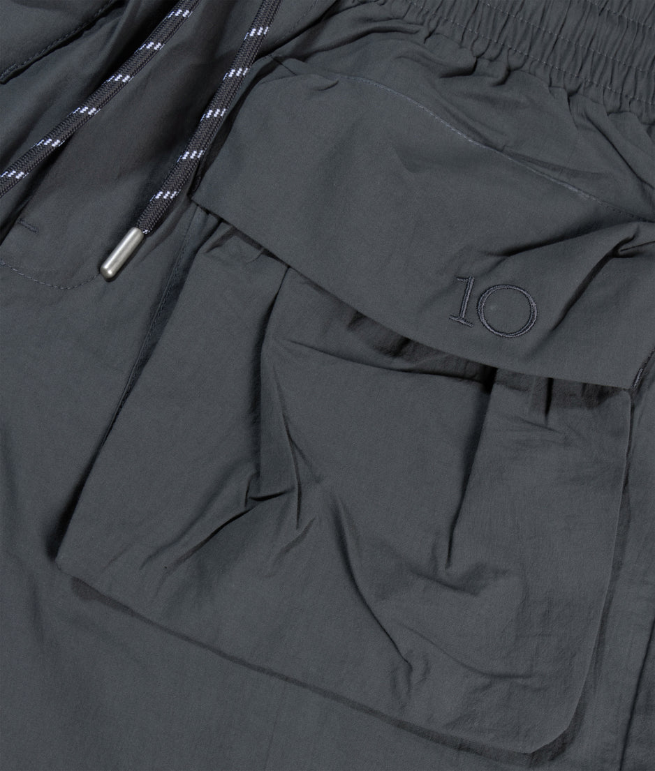 crinkle utility shorts | steel blue