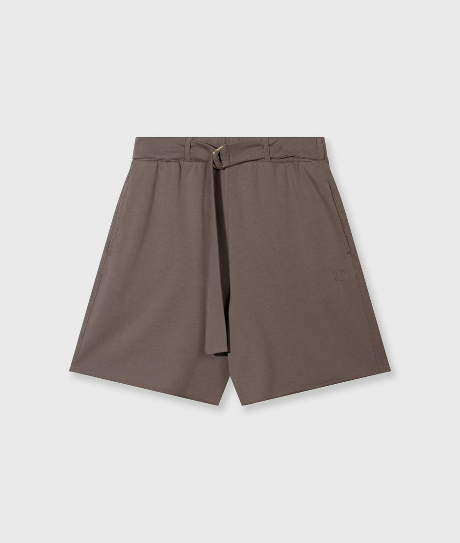belted shorts fleece | moonrock