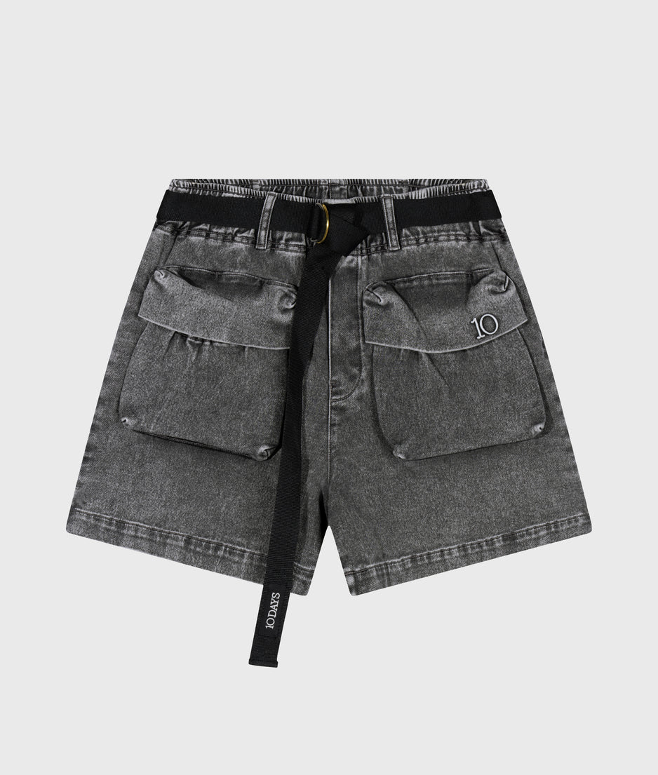 utility shorts jog denim | black