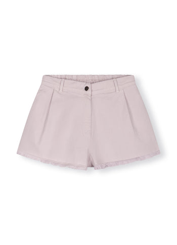 fringed shorts | pale lilac