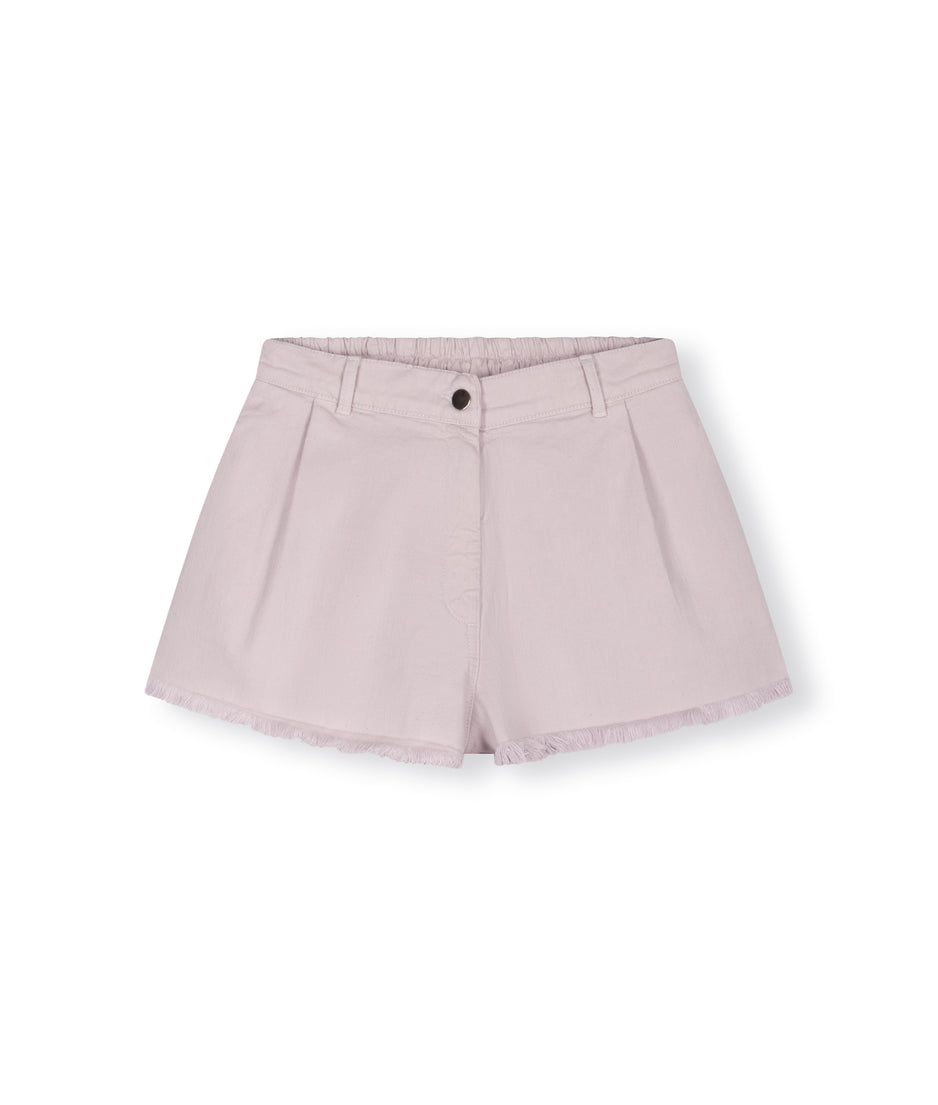 fringed shorts | pale lilac