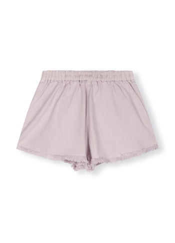 fringed shorts | pale lilac