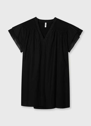 a-line ruffle dress | black