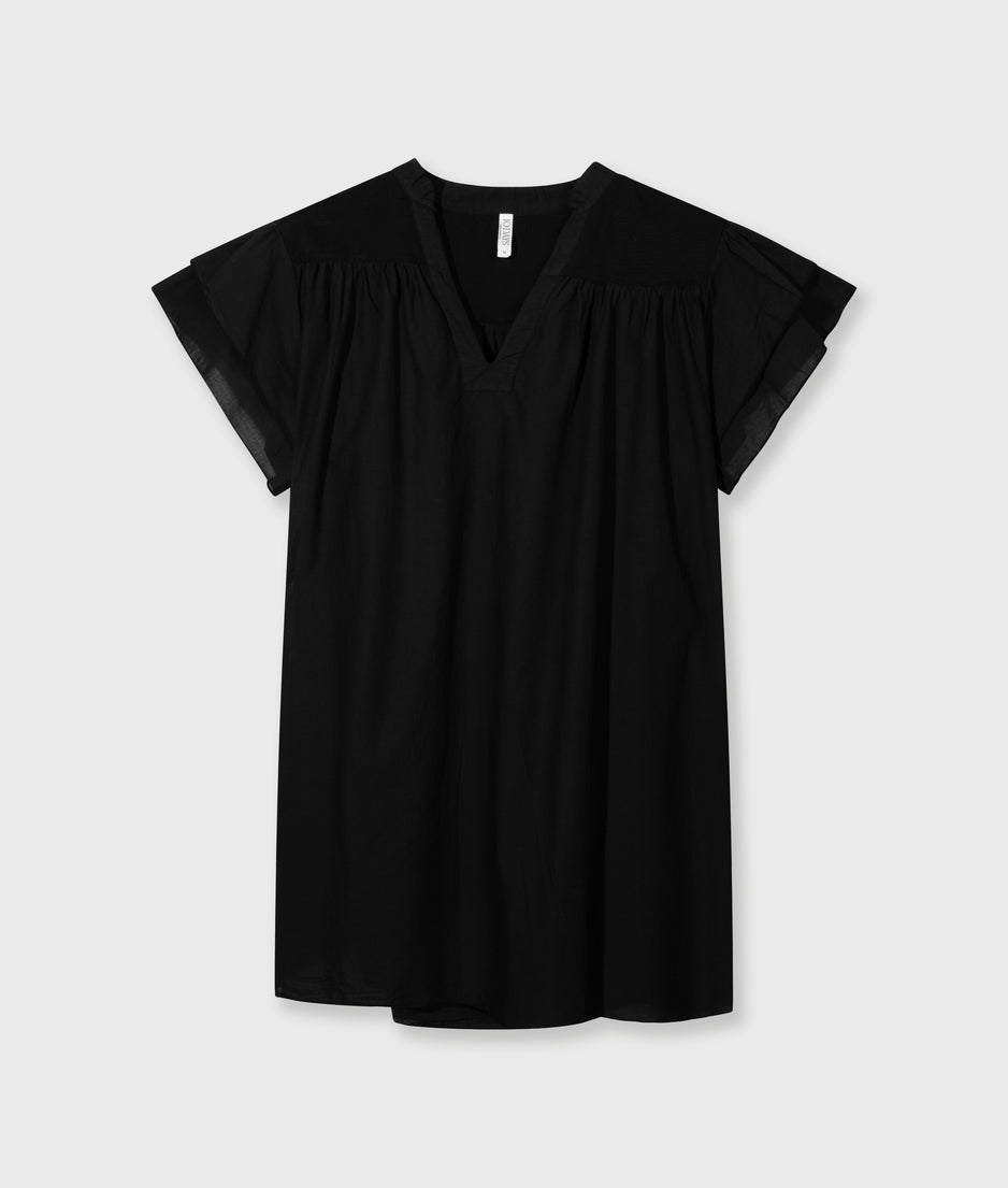 a-line ruffle dress | black