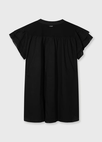 a-line ruffle dress | black