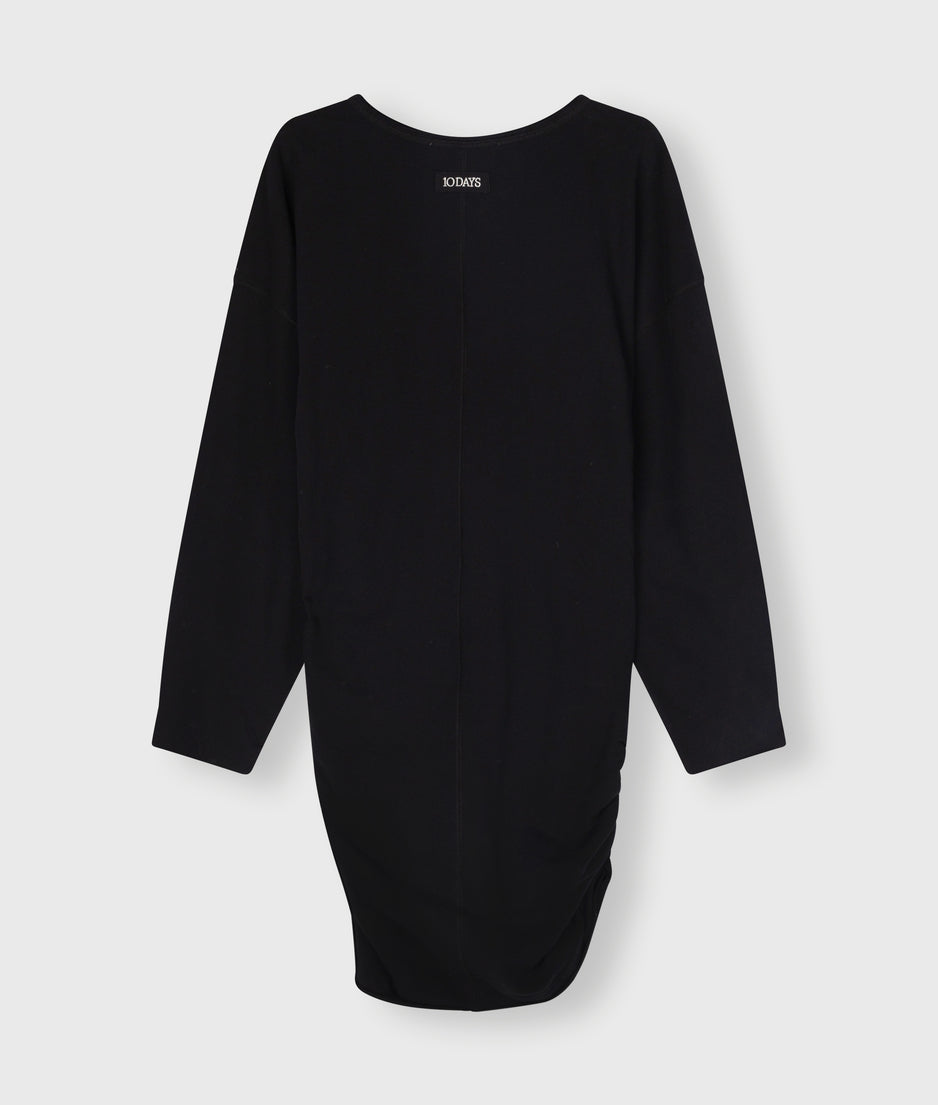 longsleeve mini dress fleece | black