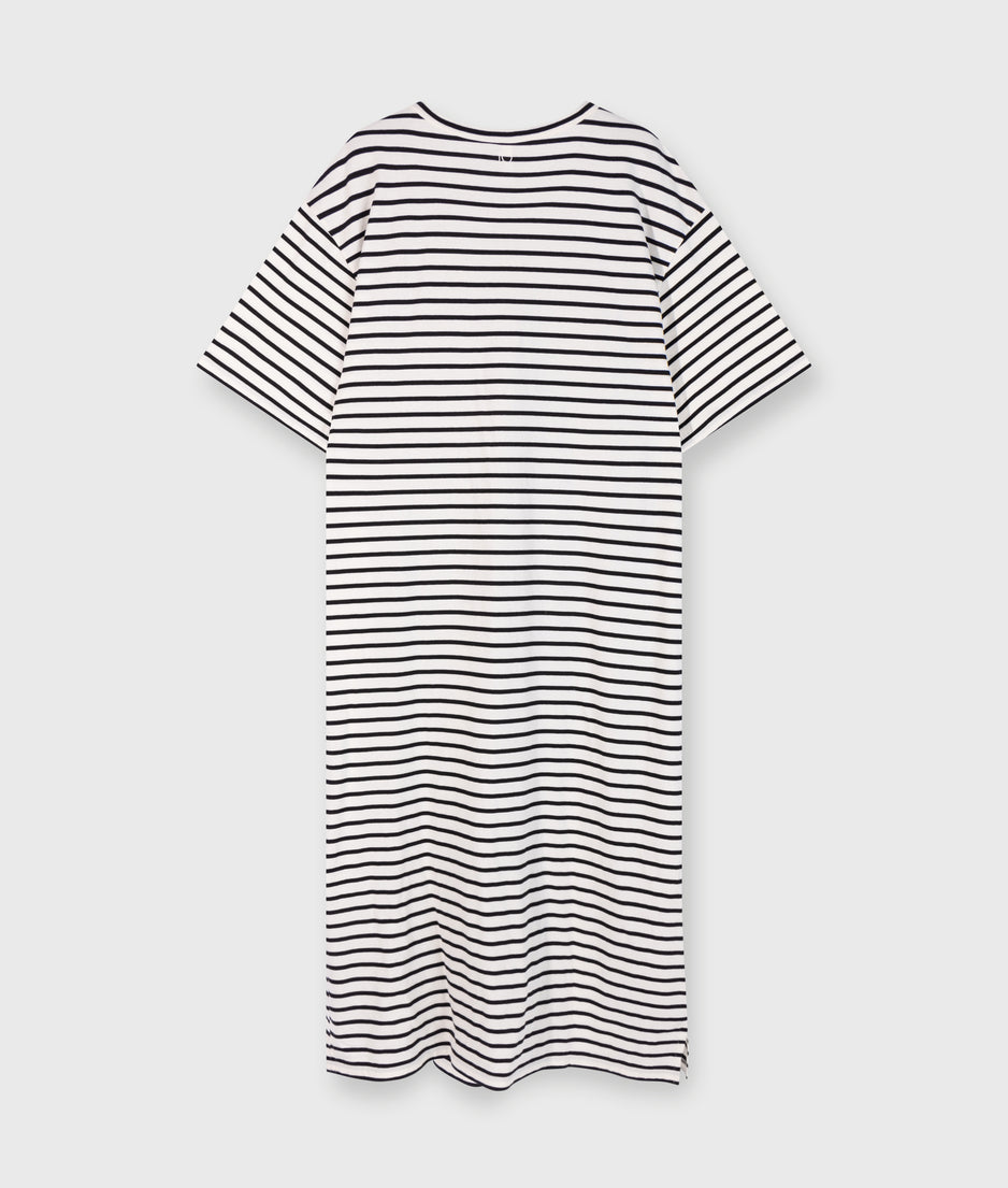 t-shirt dress stripes | ecru/black