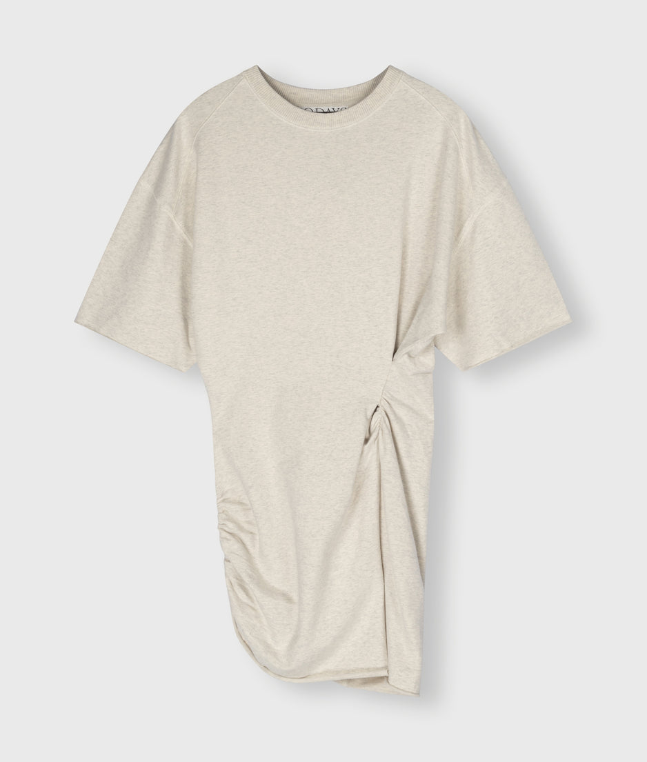 shortsleeve mini dress fleece | soft white melee