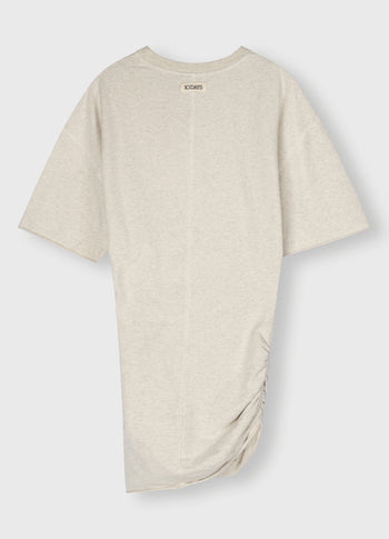 shortsleeve mini dress fleece | soft white melee