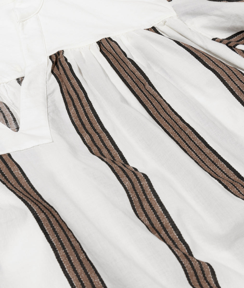 ruffle dress stripes | ecru