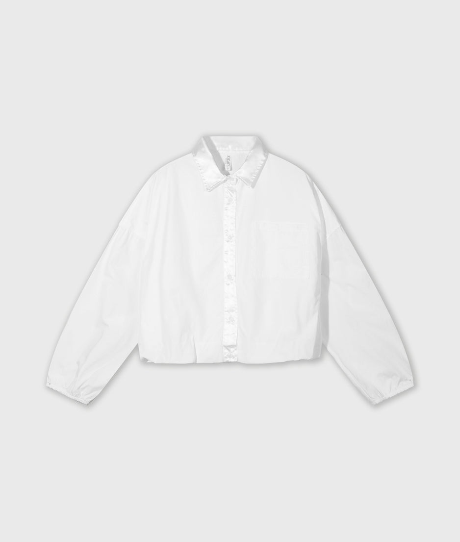 cropped smoking blouse | white