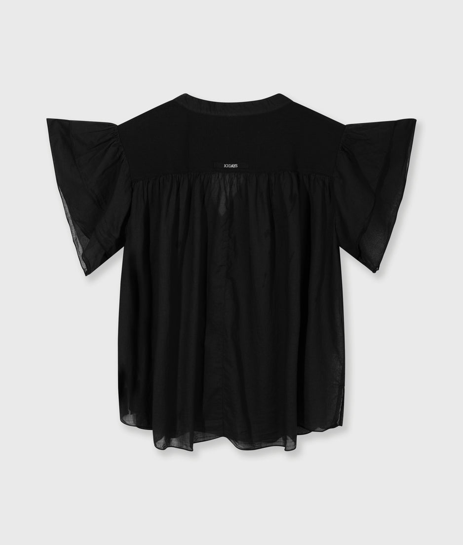 a-line ruffle top | black