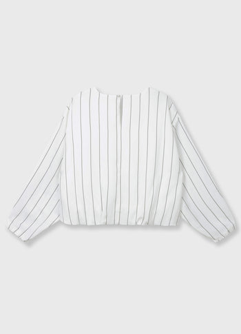 balloon blouse pinstripe | ecru