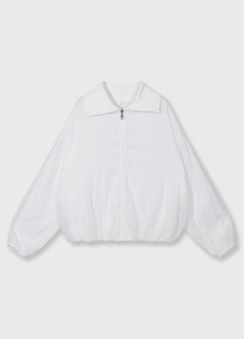 half zip balloon top | white
