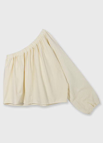 one shoulder top linen | soft vanilla