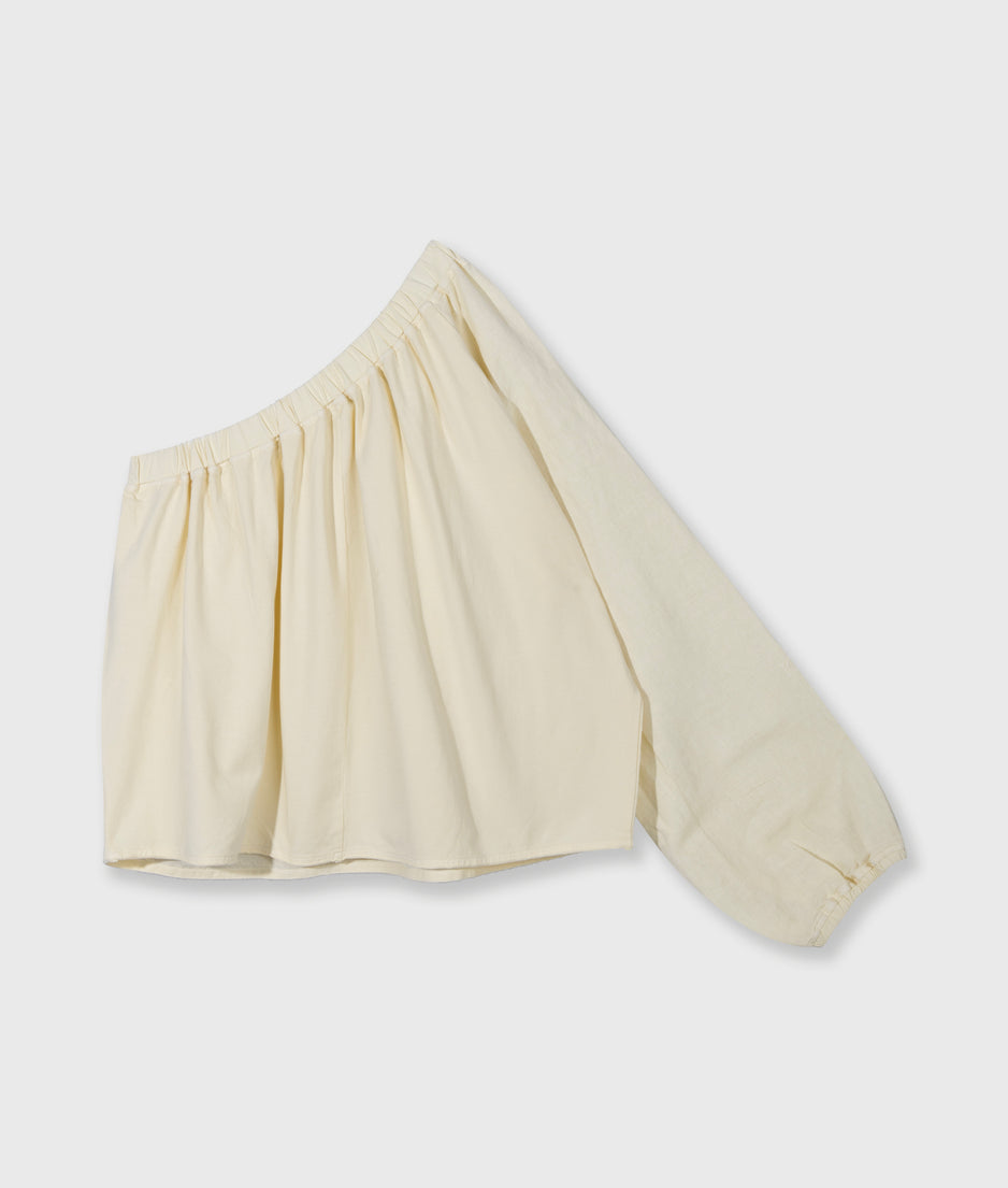 one shoulder top linen | soft vanilla