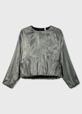 shiny balloon blouse | silver