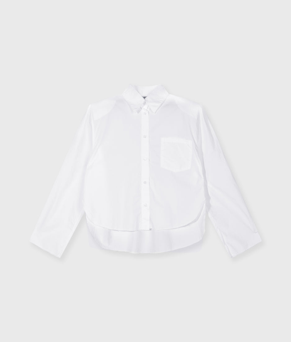 cropped shoulder blouse | white