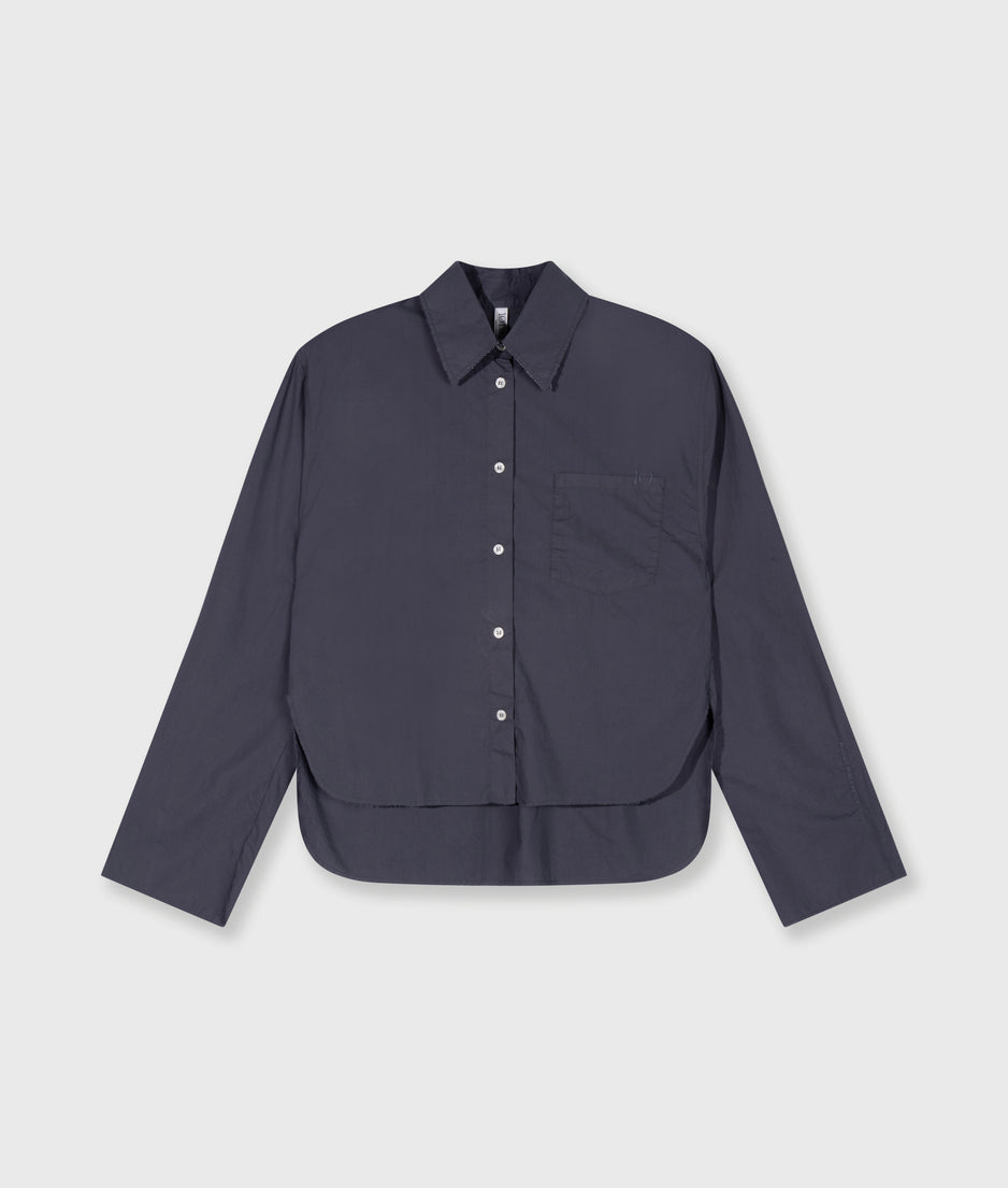 cropped shoulder blouse | steel blue